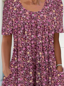 Casual Knitted Ditsy Floral Dress