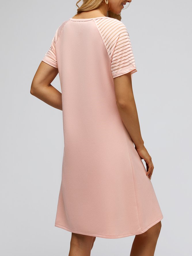 Round Neck Solid Casual Mini Dress