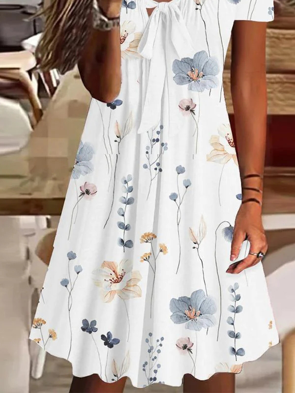 Casual V Neck Floral Loose Dress