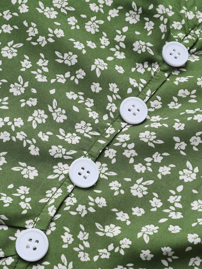 Ditsy Floral Ditsy Flounce Sleeve Wrap Hem Dress