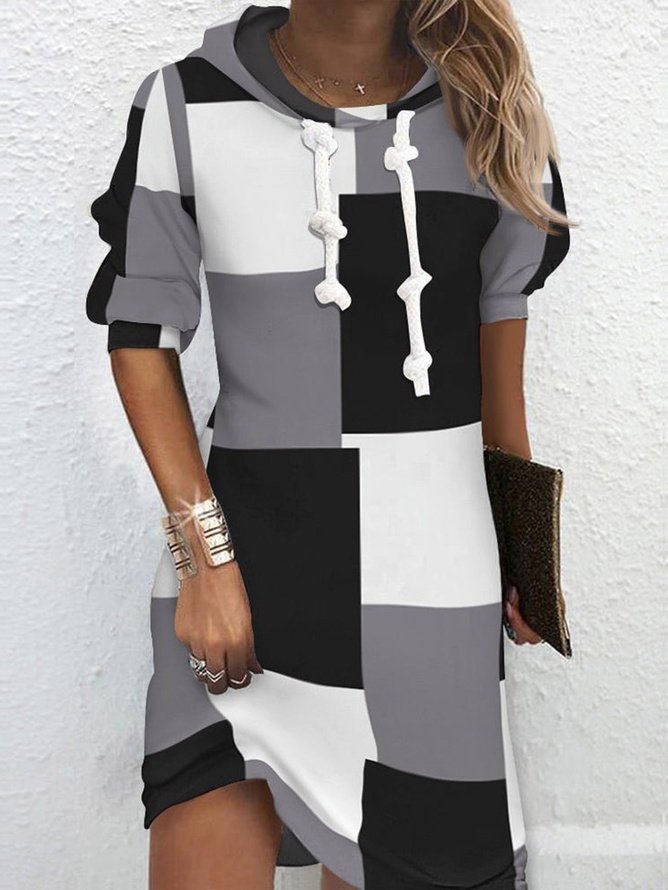 Geometric Hoodie Casual Regular Fit Dress