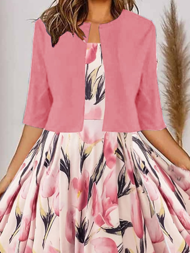 Loose Square Neck Elegant Floral Two-Piece Set