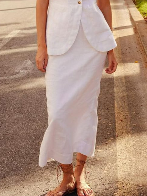 Cotton And Linen Casual Two-Piece Set