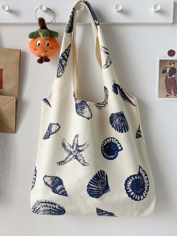 Casual Ocean Pattern Canvas Shoulder Bag Tote Bag Holiday Ethnic Boho