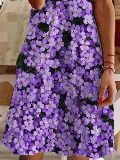 Ditsy Floral Jersey V Neck Casual Dress