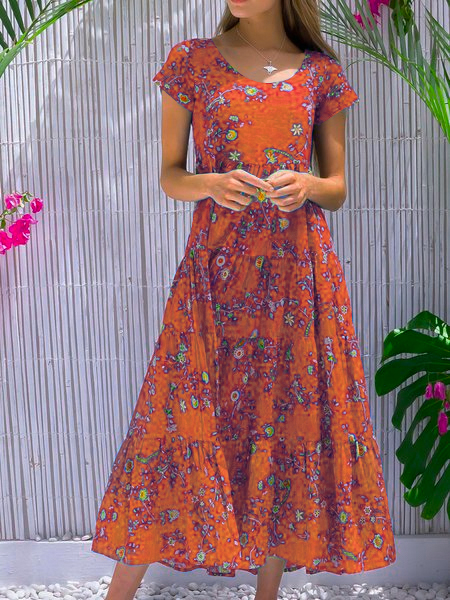 Blue Cotton-Blend Sleeveless Casual Weaving Dress