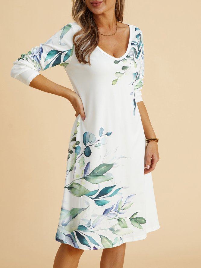 Loose holiday leaves a-hem midi Dress