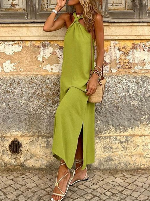 Halter Plain Casual Loose Summer Dress