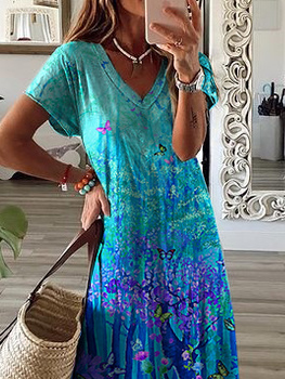 V Neck Casual Loose Dress