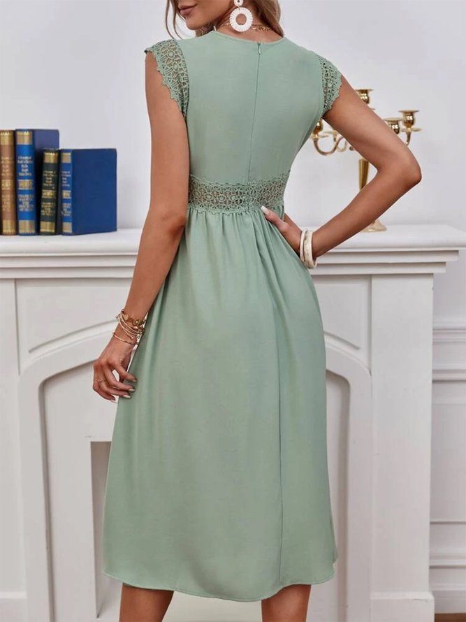 Plain Lace V Neck Elegant Dress