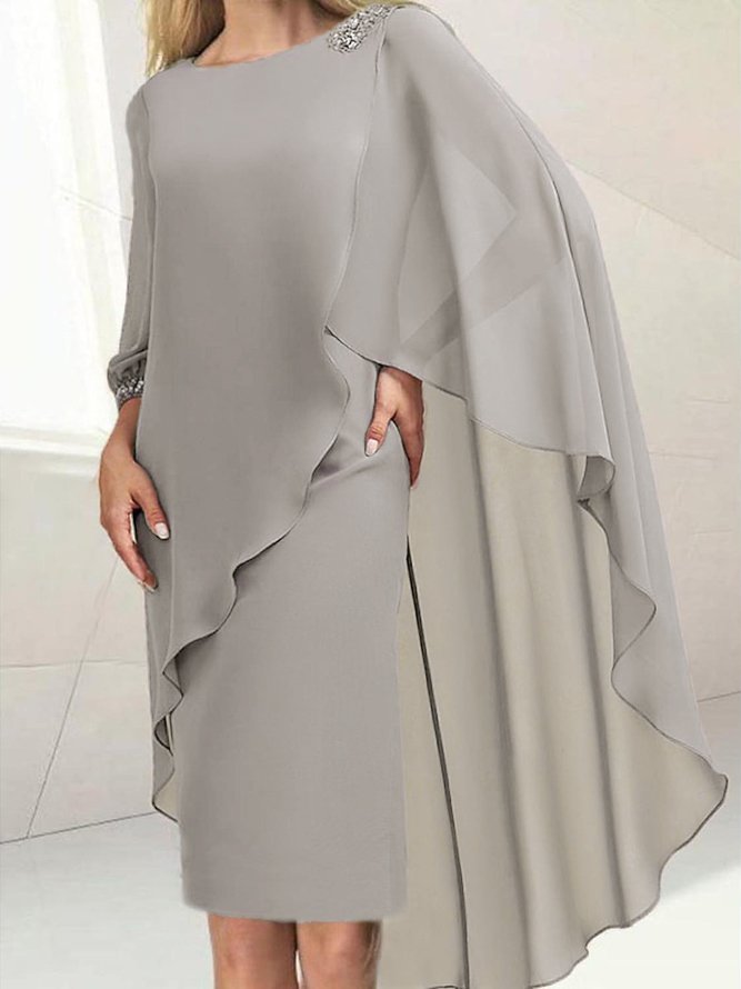 Elegant Chiffon Stitching High Elastic Split Joint Wedding Guest Formal Dress