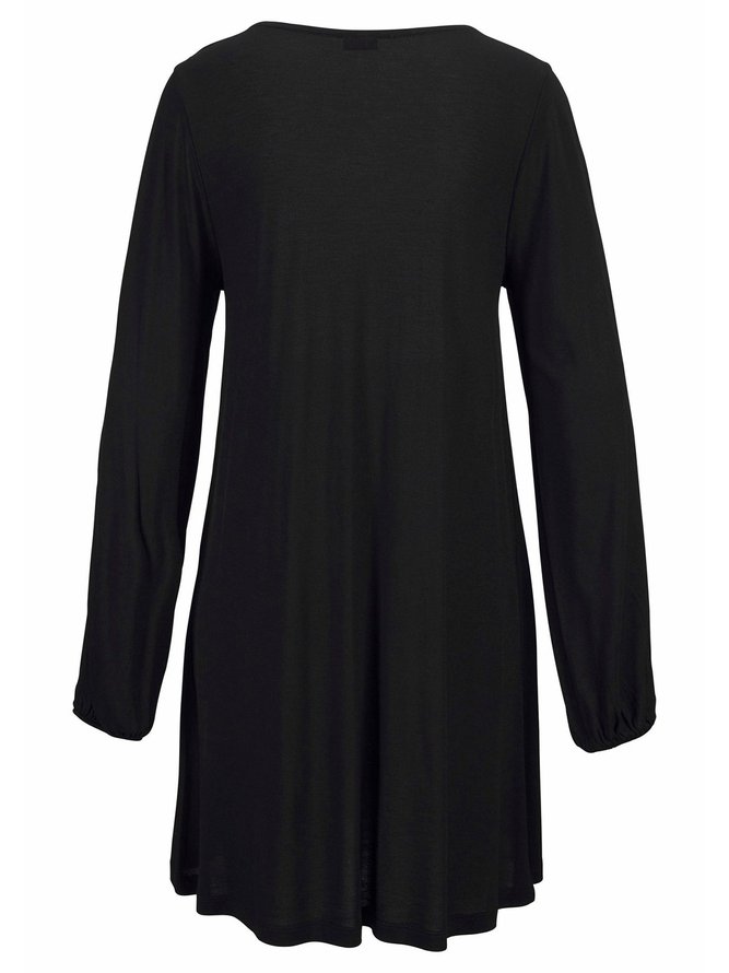 Crew Neck Black Women Summer Dresses Shift Daily Casual Plain Dresses