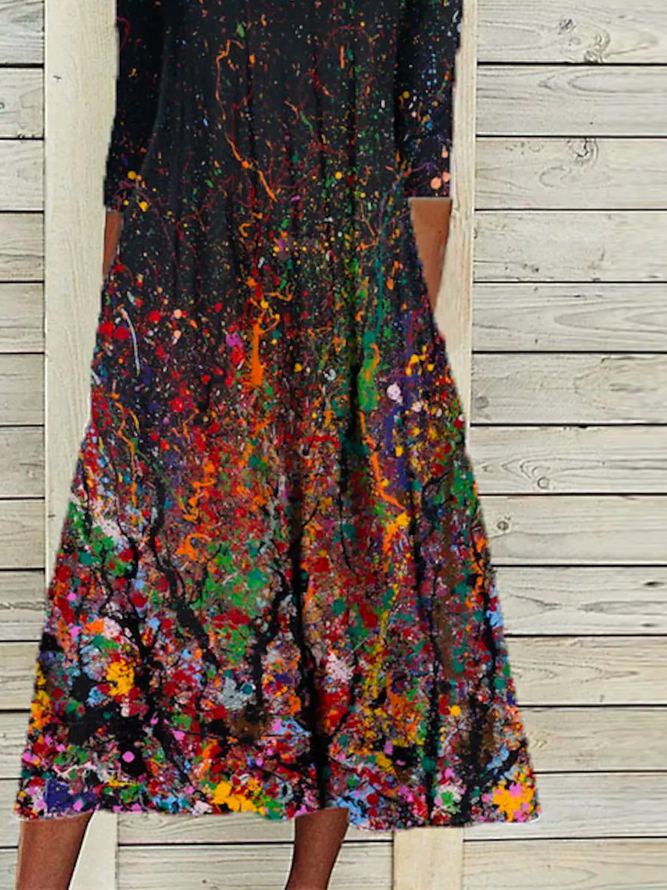 Crew Neck Casual Ombre Autumn Natural Daily Dress