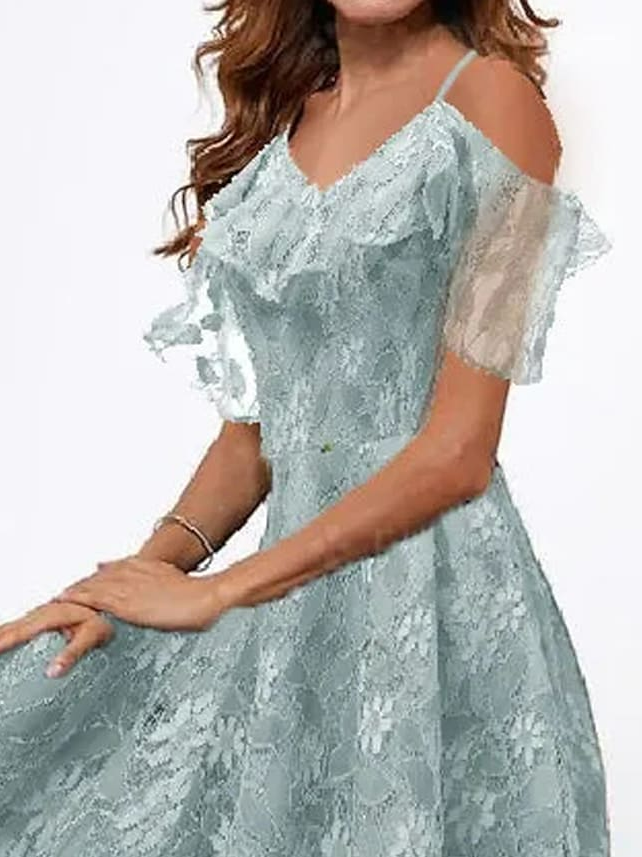 V Neck Lace Elegant Dress