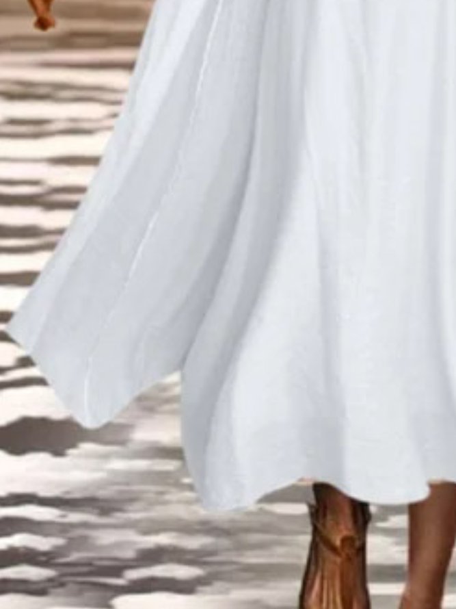 2PCS Round Neck Solid Casual Dress & Cardigan