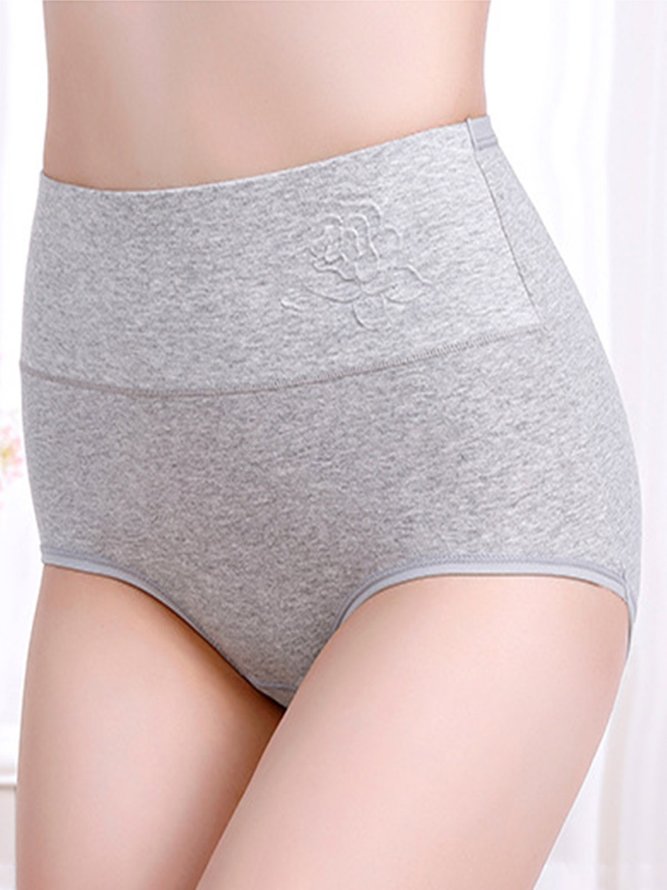 Embossed Cotton High Waist Tummy Control Briefs