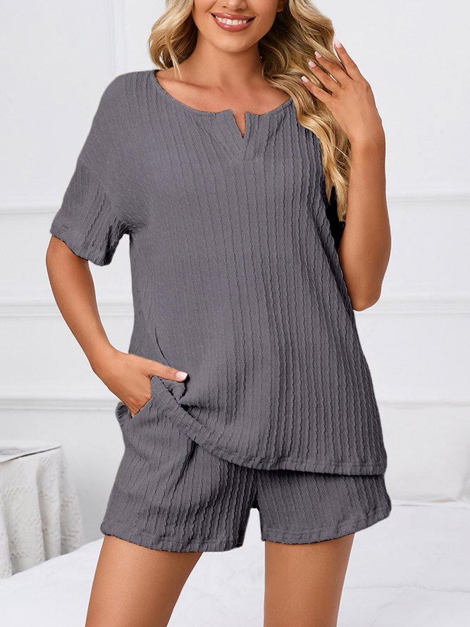 Breathable Comfortable Casual Loose Jacquard Pajama Set