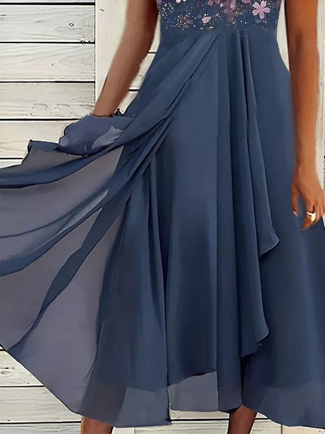 Elegant V Neck Floral Garden Party Dress