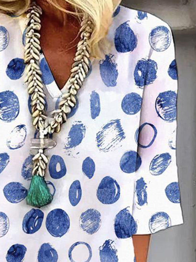 Polka Dots V Neck Dress