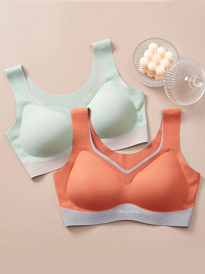 Contrasting Color Push Up Shockproof Comfortable Seamless Latex Sports Bra