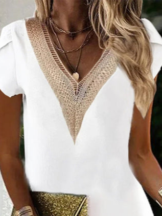 Plain V Neck Simple Lace Dress