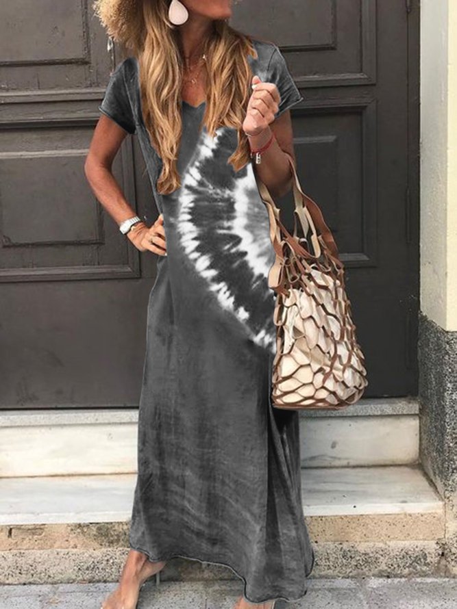 Ombre/tie-Dye Short Sleeve Knitting Dress