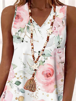 Vacation Floral V Neck Knitted Dress