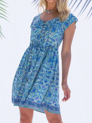 V Neck Floral Vacation Dress