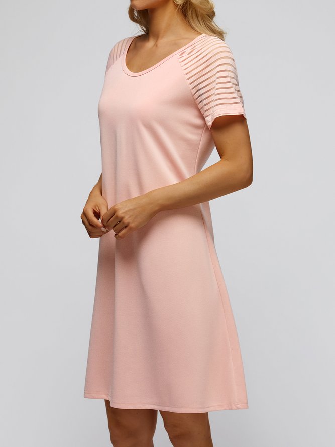 Round Neck Solid Casual Mini Dress