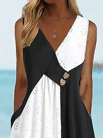 Plain Casual V Neck Loose Dress