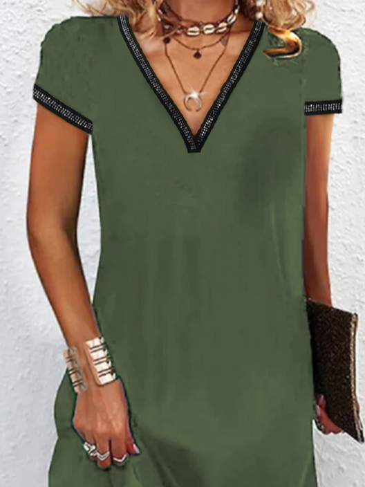 Plain Casual Cotton-Blend Regular Fit Dress