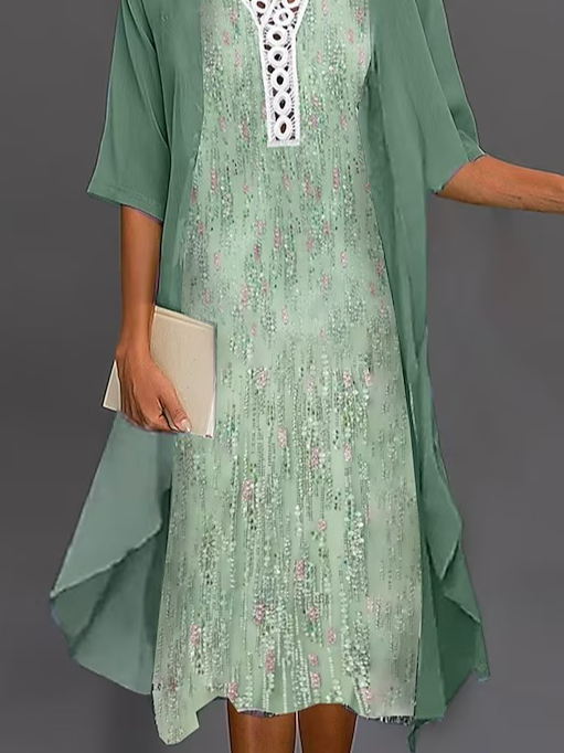 Chiffon Geometric Elegant Loose Two-Piece Set