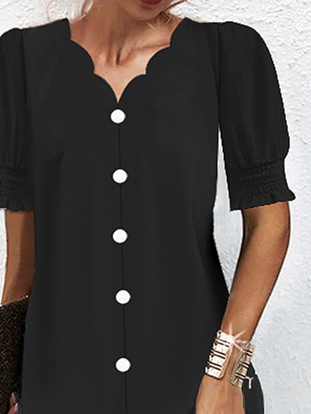 Buckle Loose V Neck Casual Dress