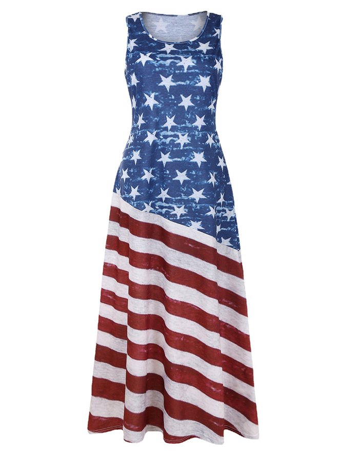 Casual Star Sleeveless Crew Neck Dresses
