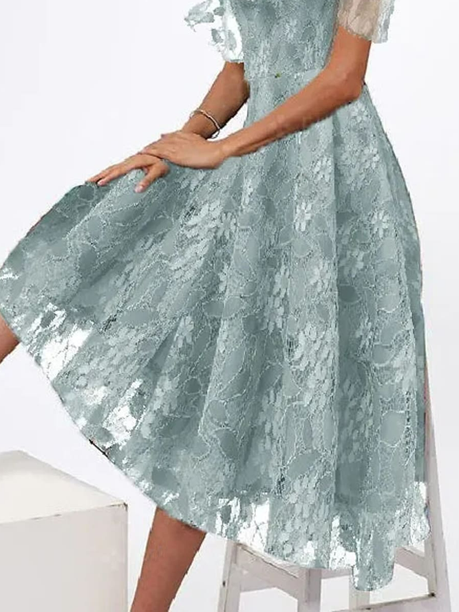 V Neck Lace Elegant Dress