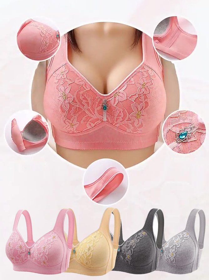 Breathable Comfort Rhinestone Wireless Bra