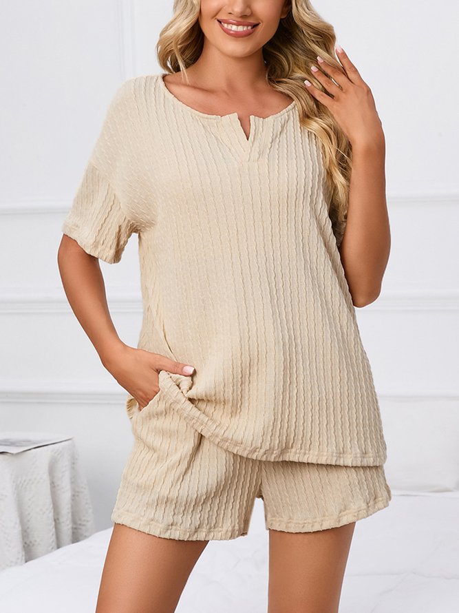 Breathable Comfortable Casual Loose Jacquard Pajama Set