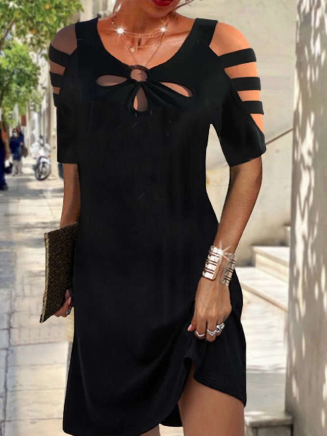 Solid Casual Crew Neck Prom Dress