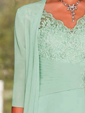 Charming Two Pieces Lace Mother of the Bride Groom Wedding Guest Formal Dress With Cardigan