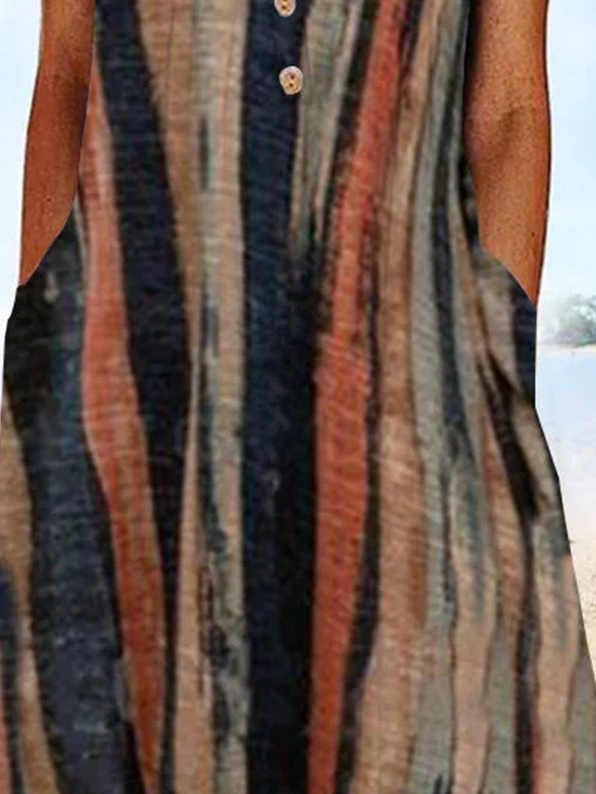 Casual Buttoned Notched Dress