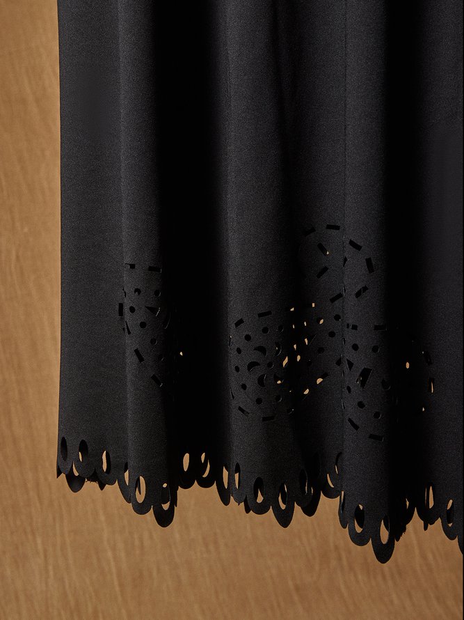 V Neck Solid Casual Midi Prom Dress