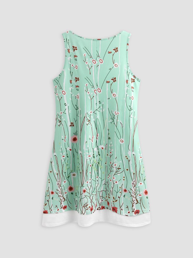 Round Neck floral Casual Midi Dress