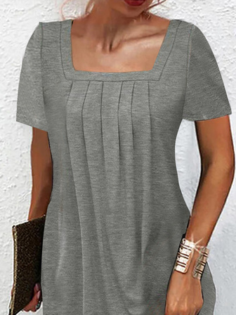 Knitted Square Neck Casual Loose Summer Dress