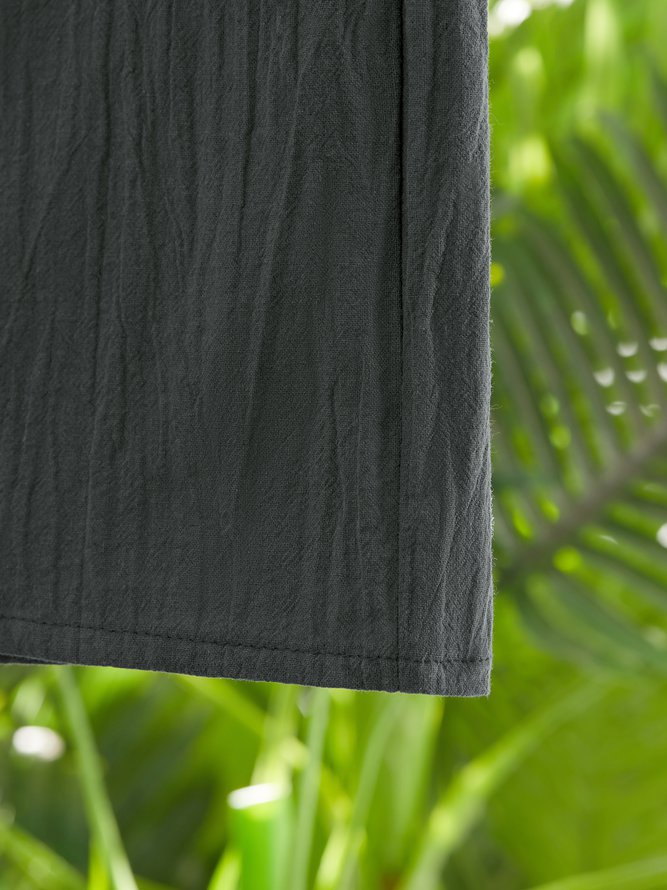 Summer Pockets Round Neck Shift Linen Dresses