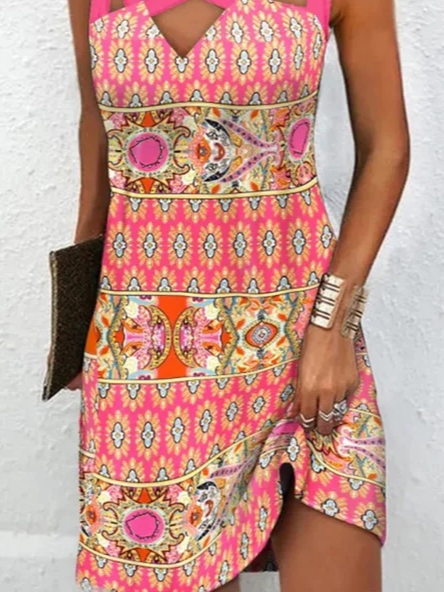 Spaghetti Ethnic Casual Loose Dress