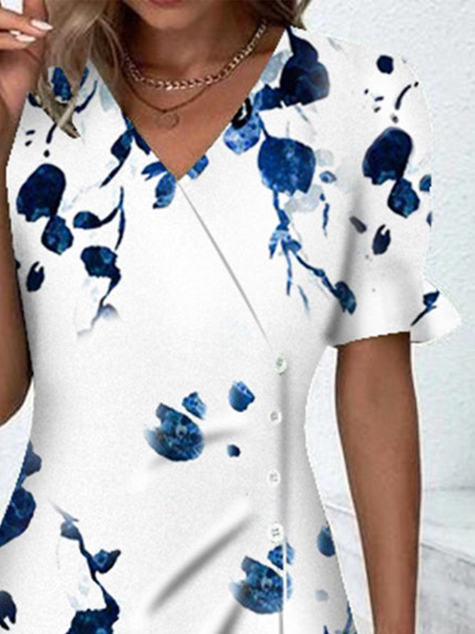 Elegant Cross Floral Regular Fit Dress