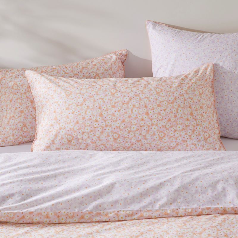 Daisy Meadow Peach Quilt Cover Set + Separates