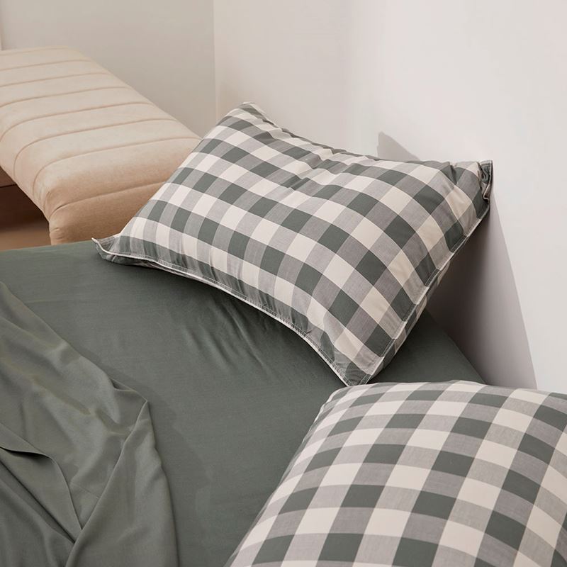 Bamboo Linen Cypress Check Pillowcases