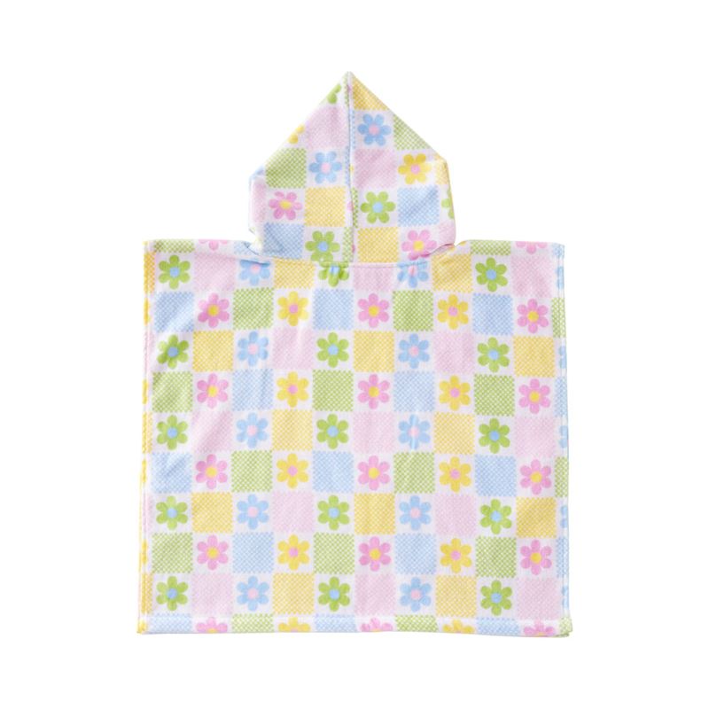 Floral Gingham Kids Hooded Beach Towel