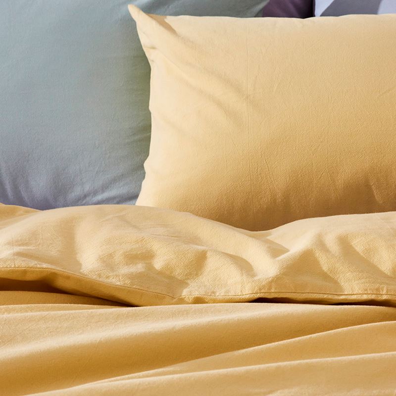 Stonewashed Cotton Dusty Lemon Quilt Cover Separates
